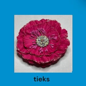 Tieks Pink Flower Hair Accessory with Rhinestone Center